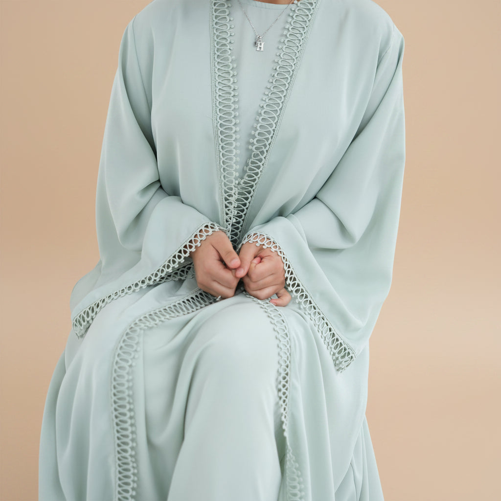 Aveline Trim Detail Open Abaya Set