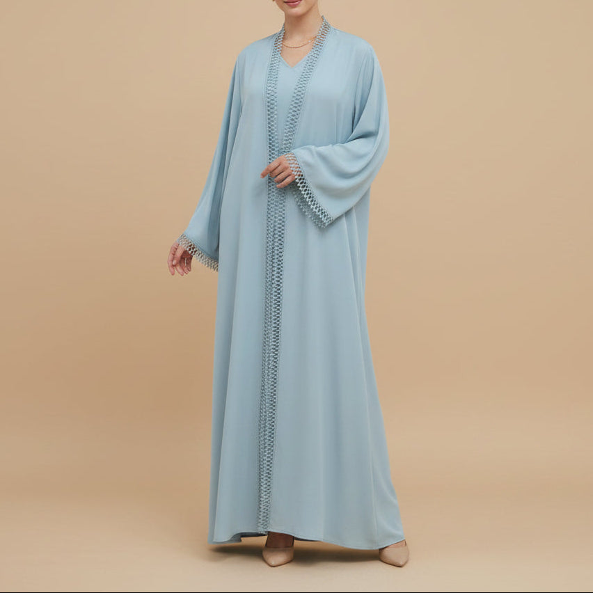 Aveline Trim Detail Open Abaya Set
