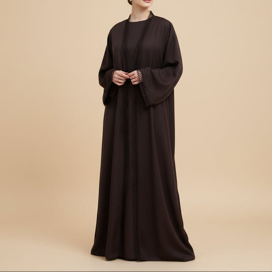 Aveline Trim Detail Open Abaya Set