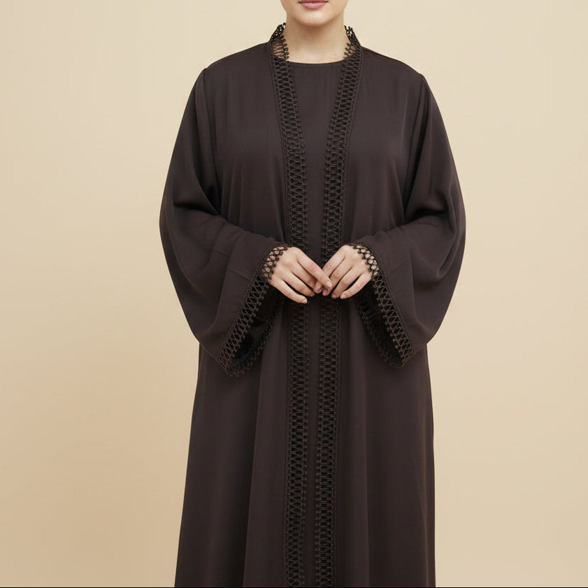 Aveline Trim Detail Open Abaya Set