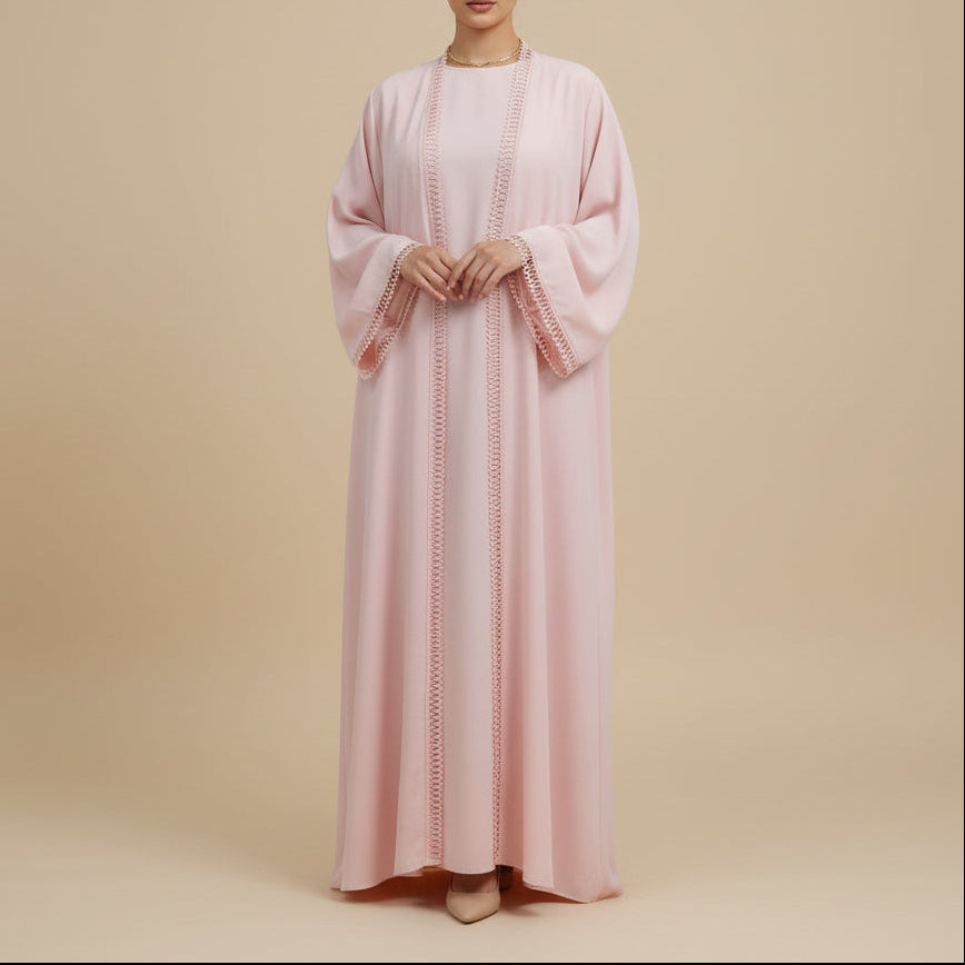 Aveline Trim Detail Open Abaya Set