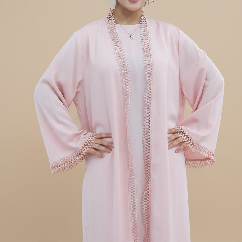 Aveline Trim Detail Open Abaya Set