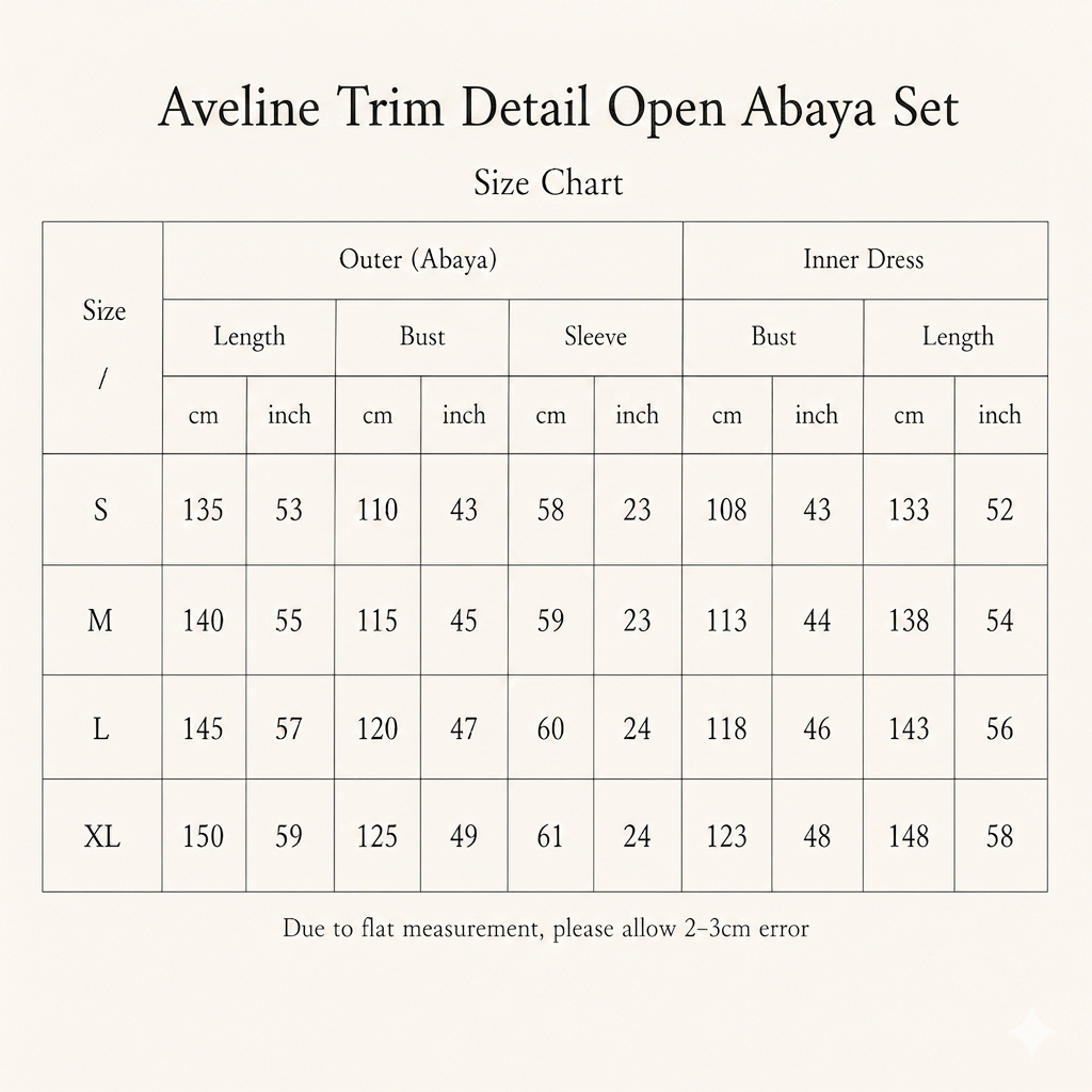 Aveline Trim Detail Open Abaya Set