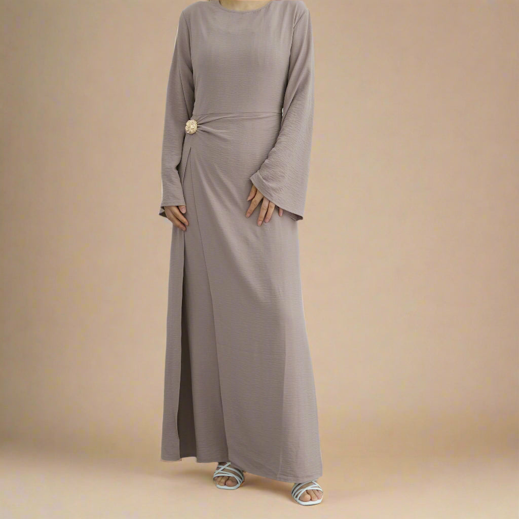 Ayla Elegant Crossover A-line Dress - Try Modest Limited