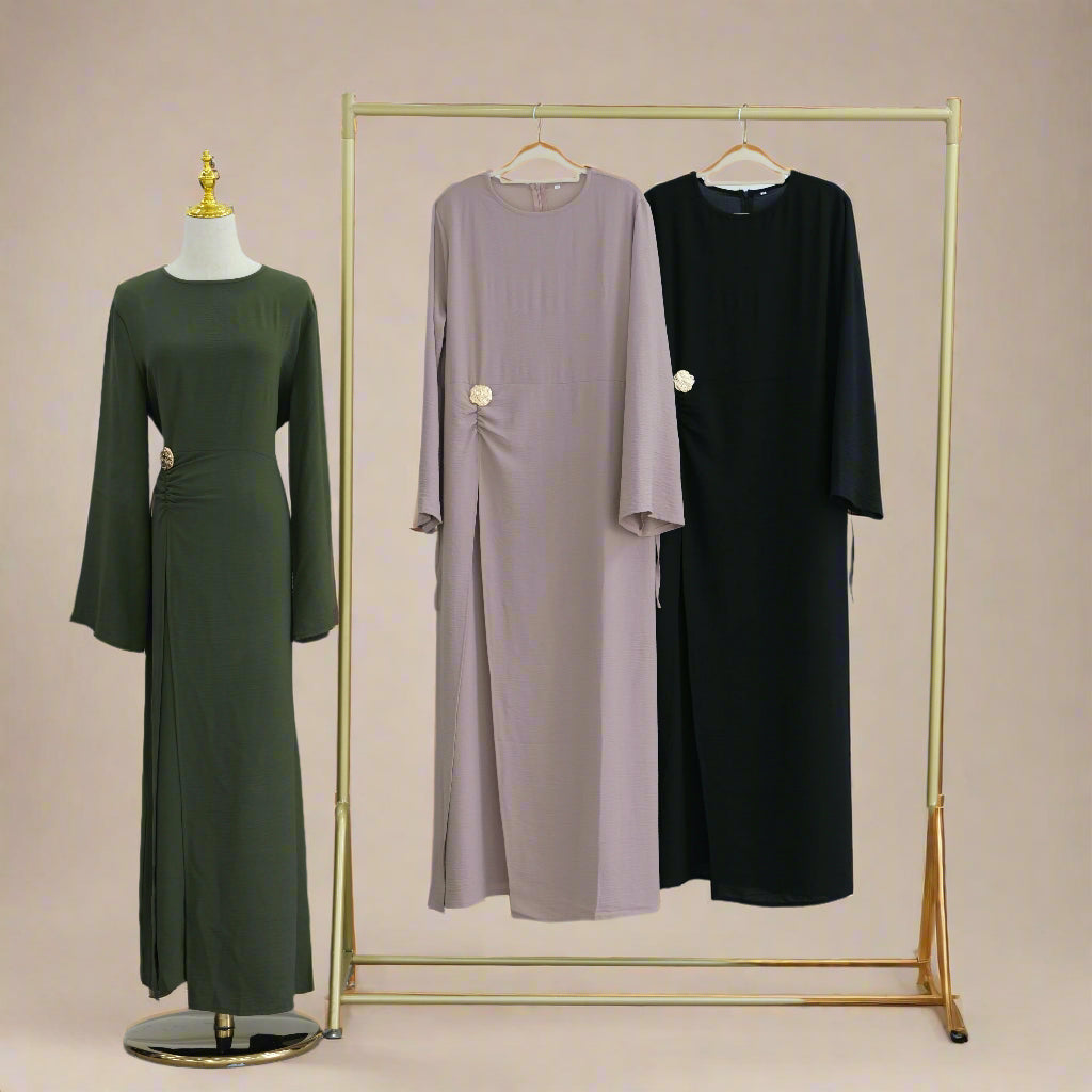 Ayla Elegant Crossover A-line Dress - Try Modest Limited