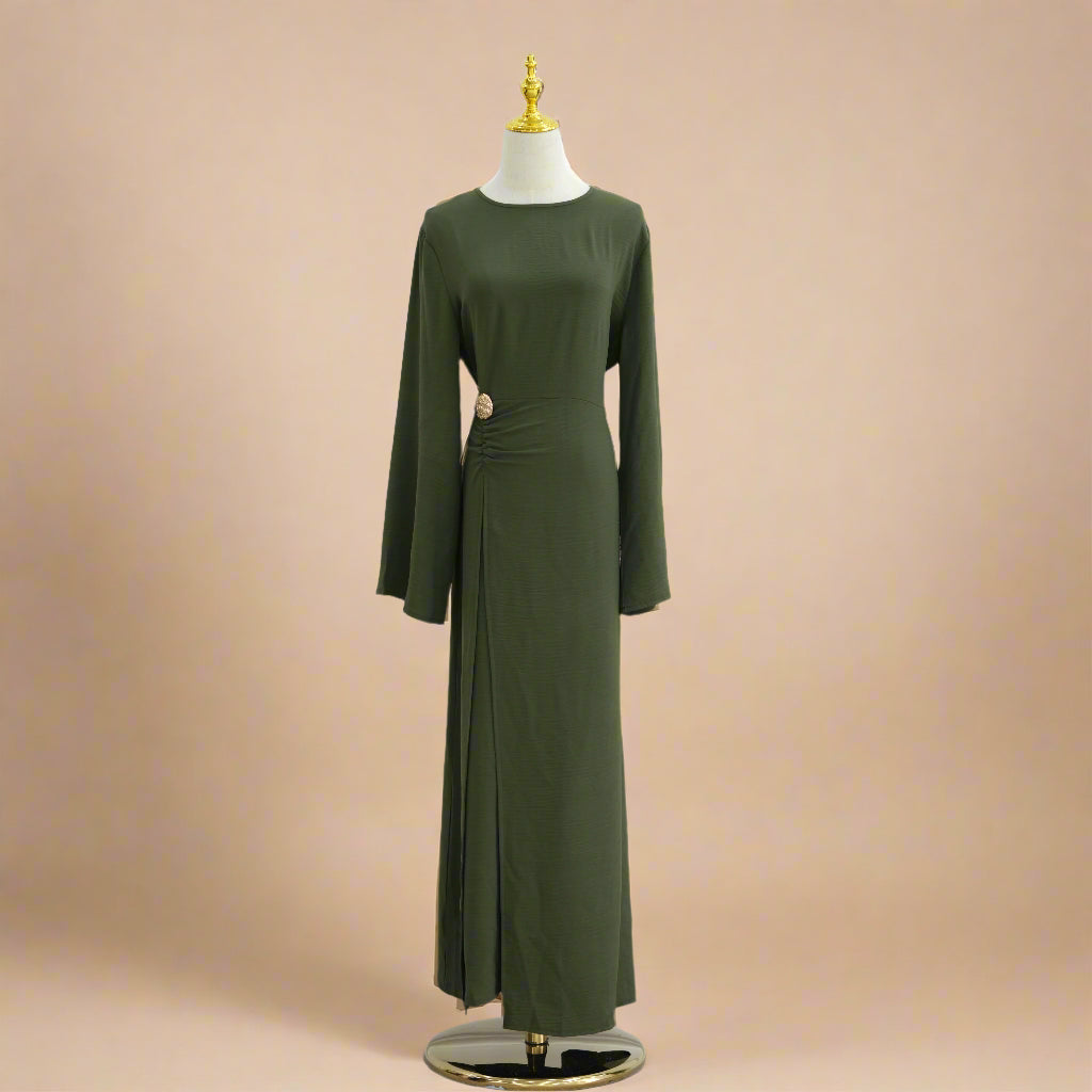 Ayla Elegant Crossover A-line Dress - Try Modest Limited