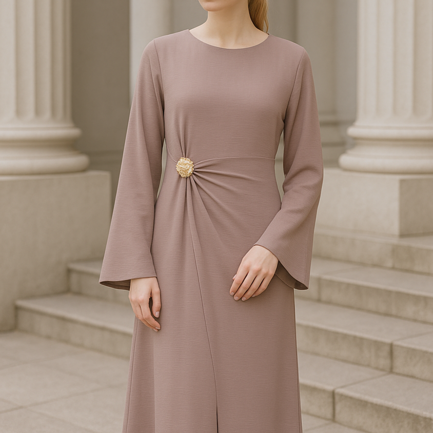 Ayla Elegant Crossover A-line Dress - Try Modest Limited