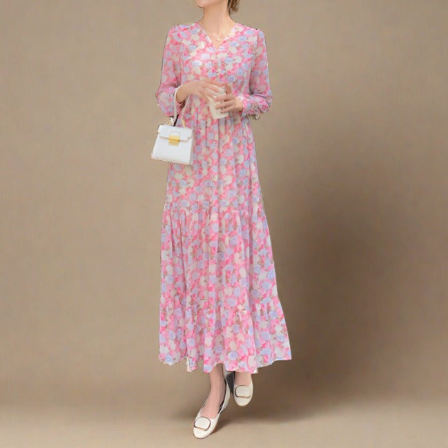 Best Simple Women's Blossom-Pink chiffon maxi dress - Try Modest Limited