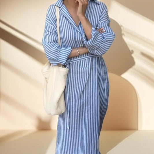 Buy Best Office lady Striped long shirt dress - Try Modest Limited 