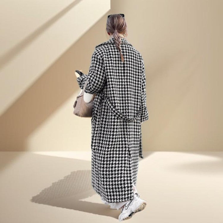 Black and White Houndstooth Long Coat - Try Modest Limited
