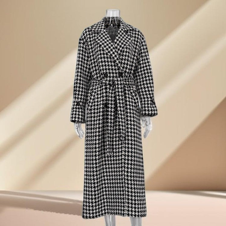 Black and White Houndstooth Long Coat - Try Modest Limited