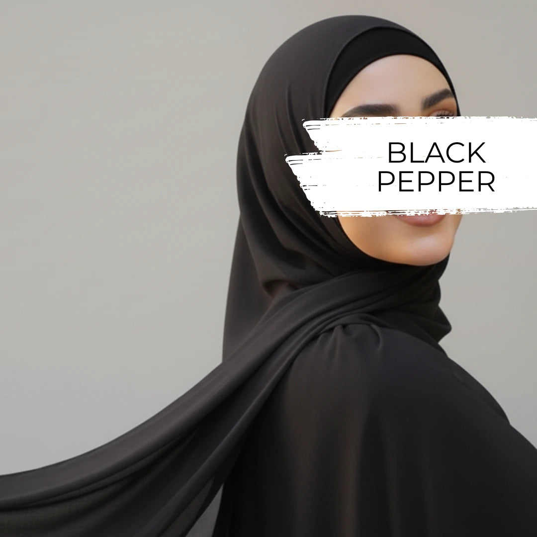 Passendes Hijab-Set aus Modal mit schwarzem Pfeffer