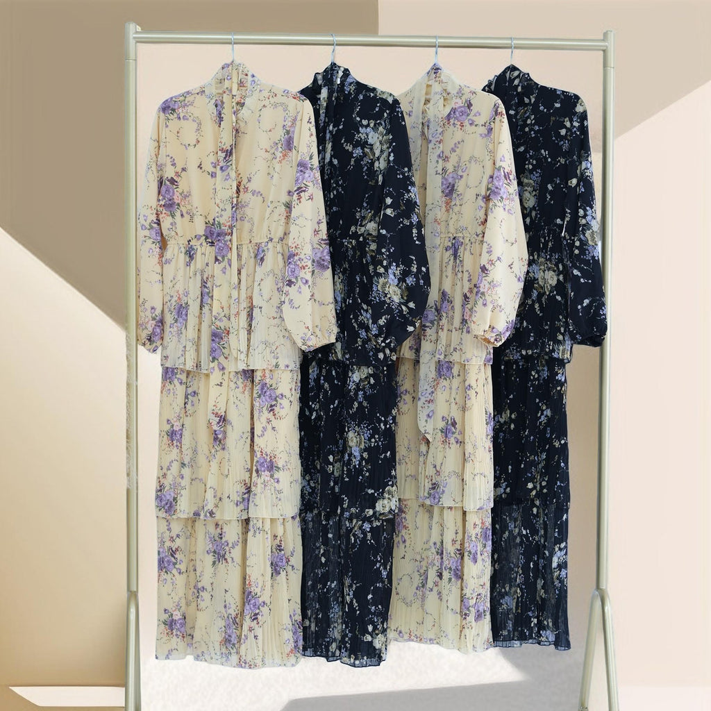 Blooming Breeze three-layer yellow chiffon dress - Try Modest Limited