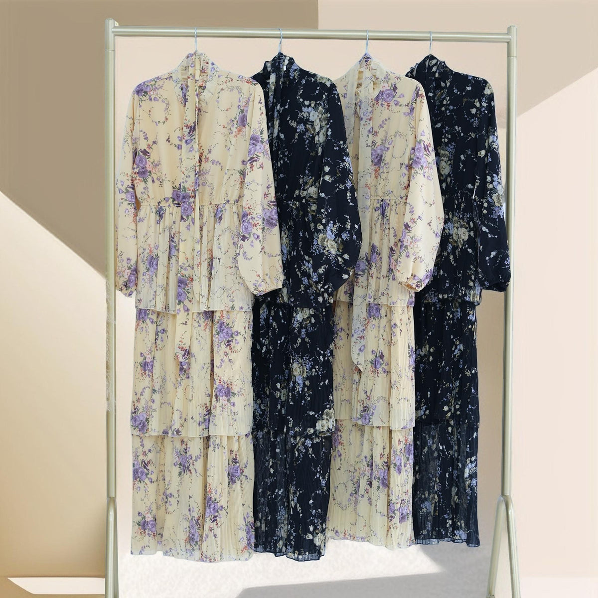 Blooming Breeze three-layer yellow chiffon dress - Try Modest Limited