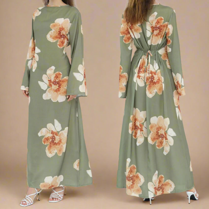 Blossom Bell-Sleeve Modest Maxi Dress - Try Modest Limited