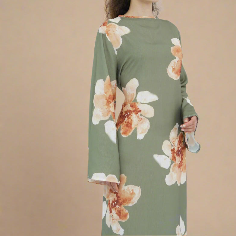 long sleeve maxi dress modest summer dresses long sleeve Nuichan women's modest maxi dress, long sleeve dress in chiffon fabric-parroquiadesanalbertomagno.com