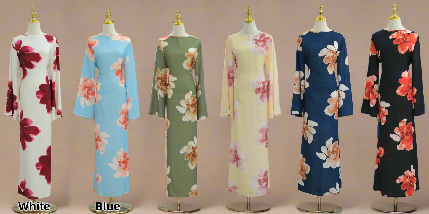 Blossom Bell-Sleeve Modest Maxi Dress - Try Modest Limited