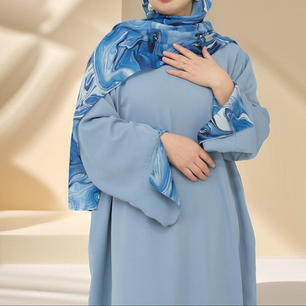 Blue Marble 2-Piece Abaya Set - Try Modest Limited