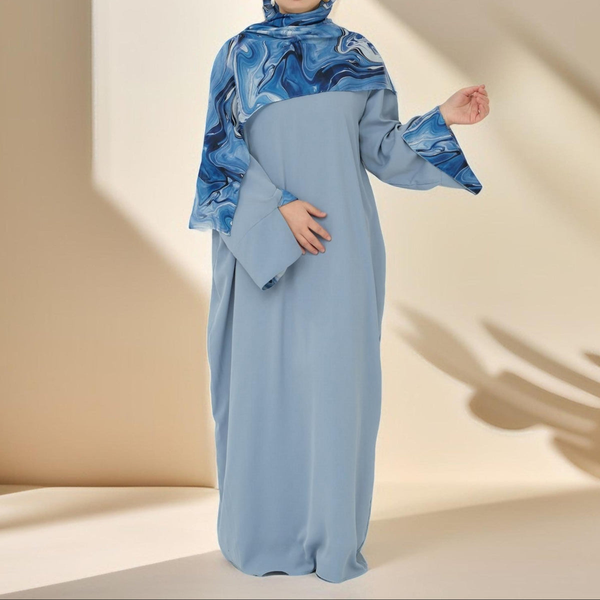 Blue Marble 2-Piece Abaya Set - Try Modest Limited