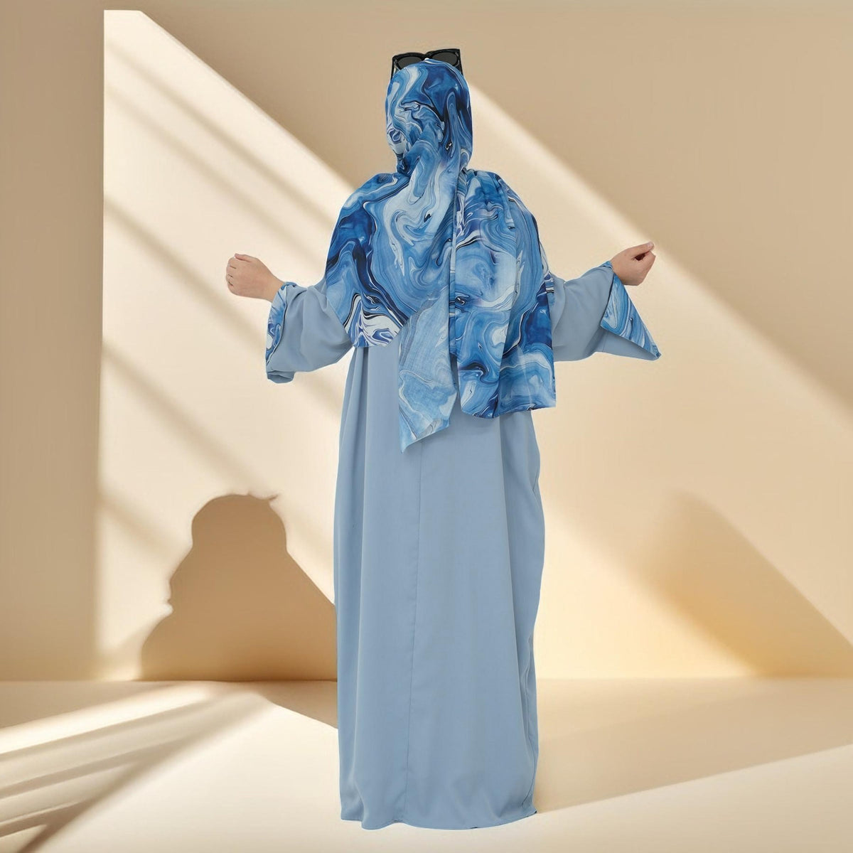 Blue Marble 2-Piece Abaya Set - Try Modest Limited