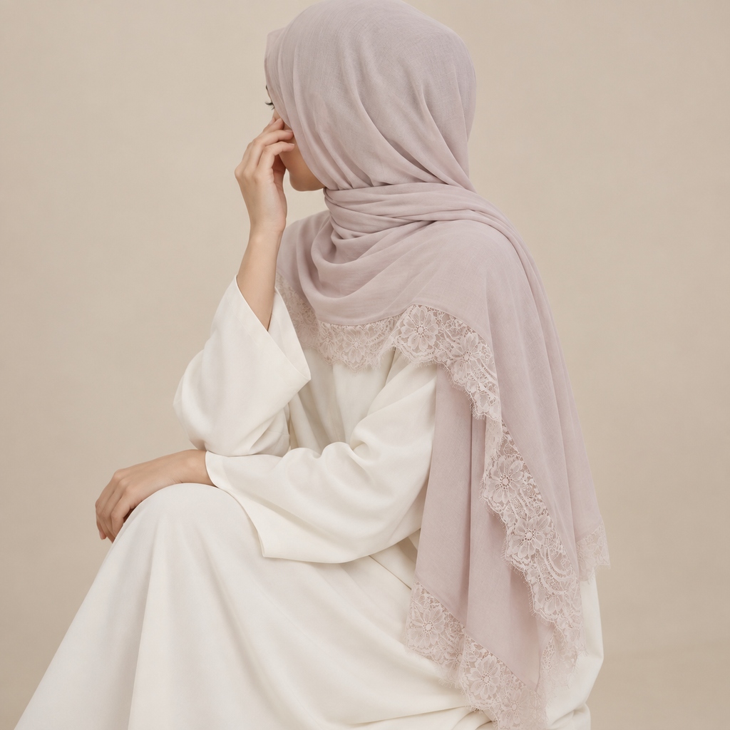 Schwarzer Schleier aus Modal-Spitze Hijab