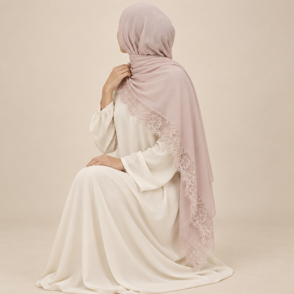 Schwarzer Schleier aus Modal-Spitze Hijab