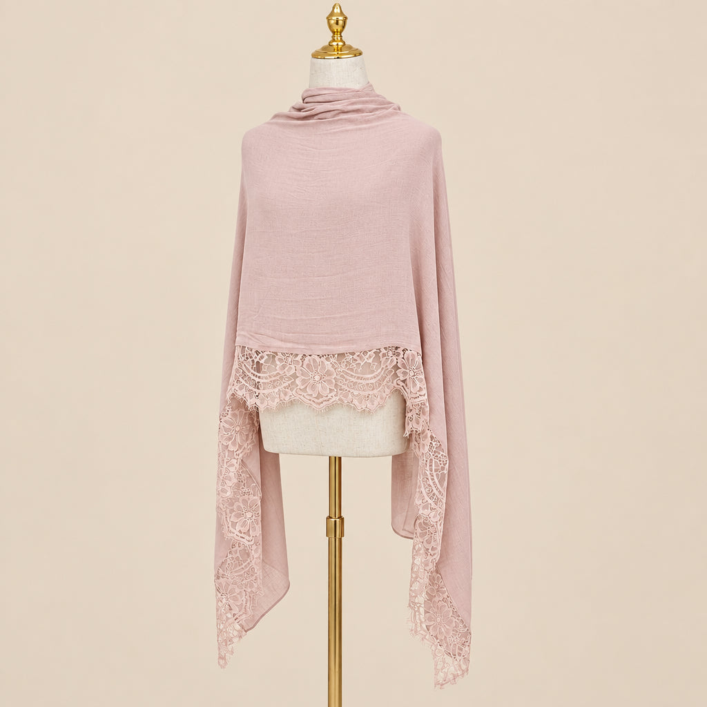 Schwarzer Schleier aus Modal-Spitze Hijab