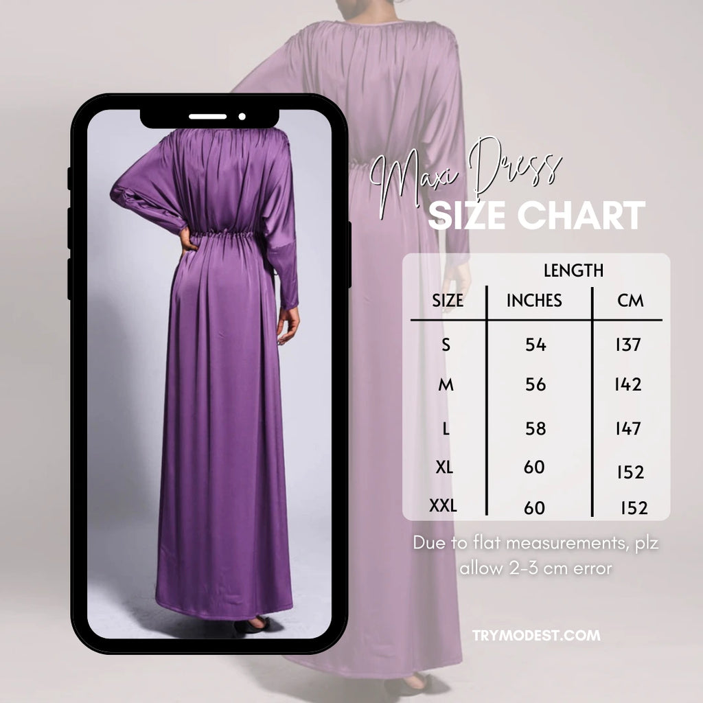 Boat Neck Silky Maxi Dress with Raglan Sleeves - Try Modest Limited