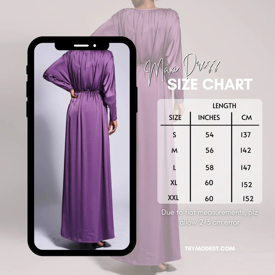 Boat Neck Silky Maxi Dress with Raglan Sleeves - Try Modest Limited