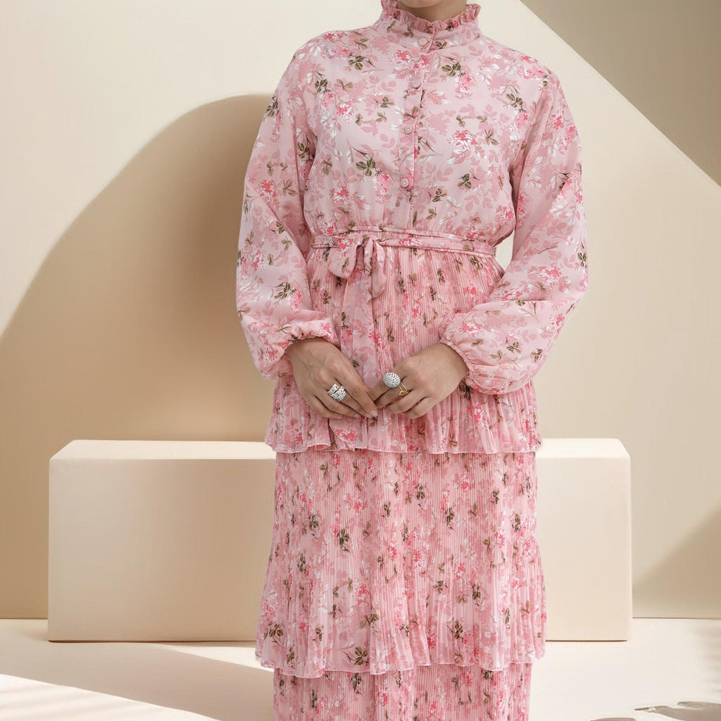 Breezy Blooms Pink Chiffon Dress - Try Modest Limited