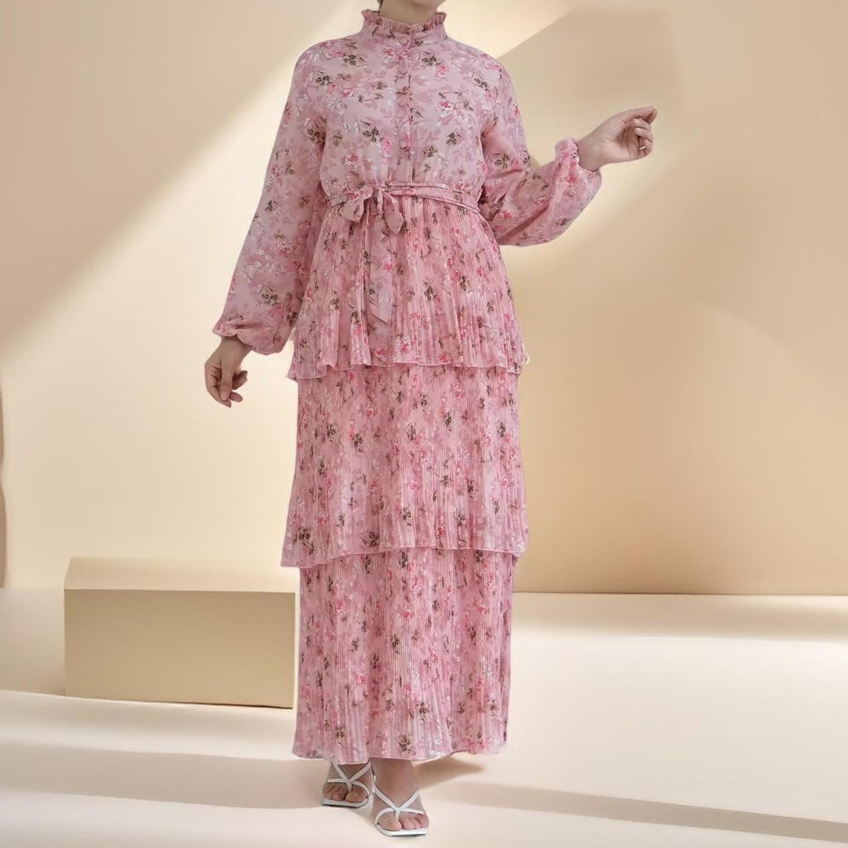 Breezy Blooms Pink Chiffon Dress - Try Modest Limited