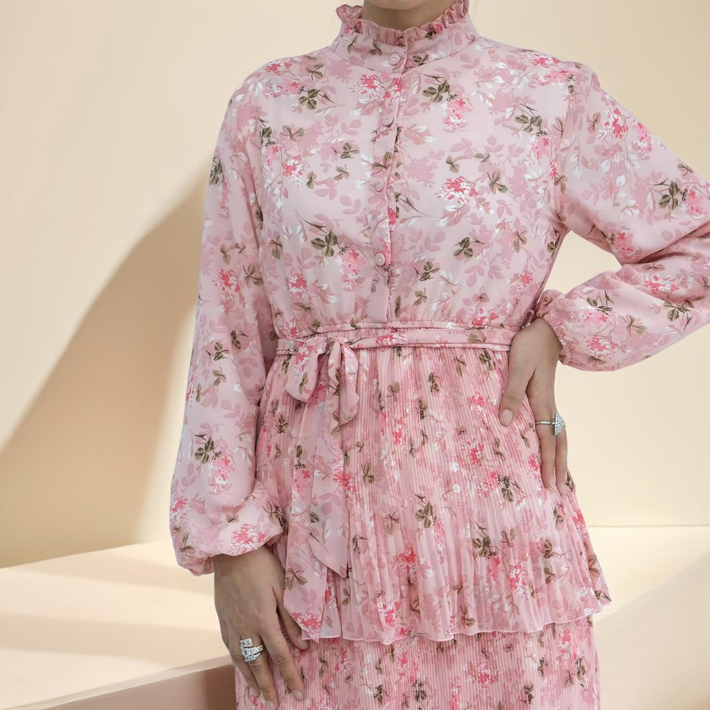 Breezy Blooms Pink Chiffon Dress Try Modest Limited