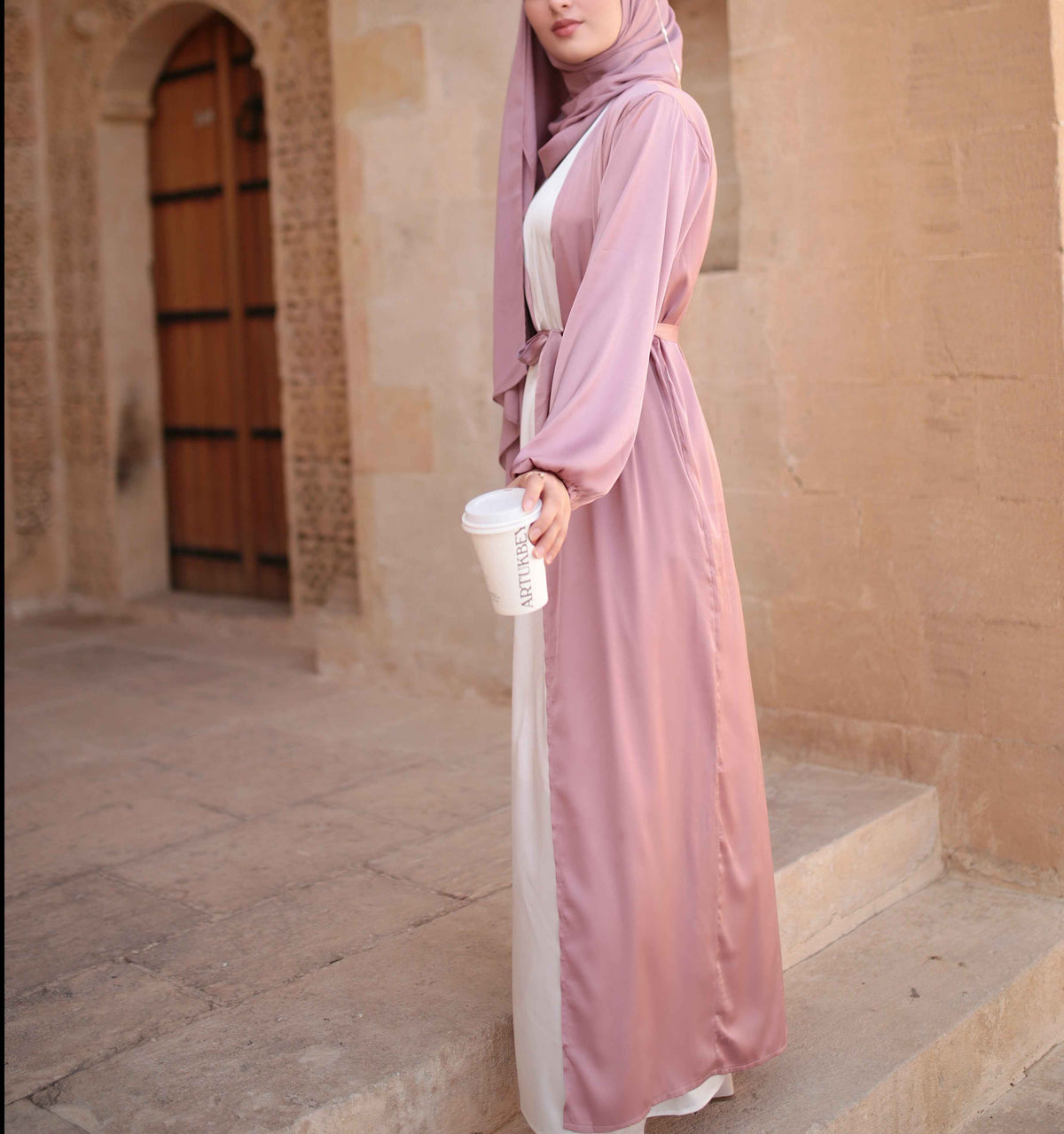 women kimono dress abaya pink Abaya Muslim Women Kimono Long Robe Open Kaftan Kimono Cardigan Ruffles Elegant