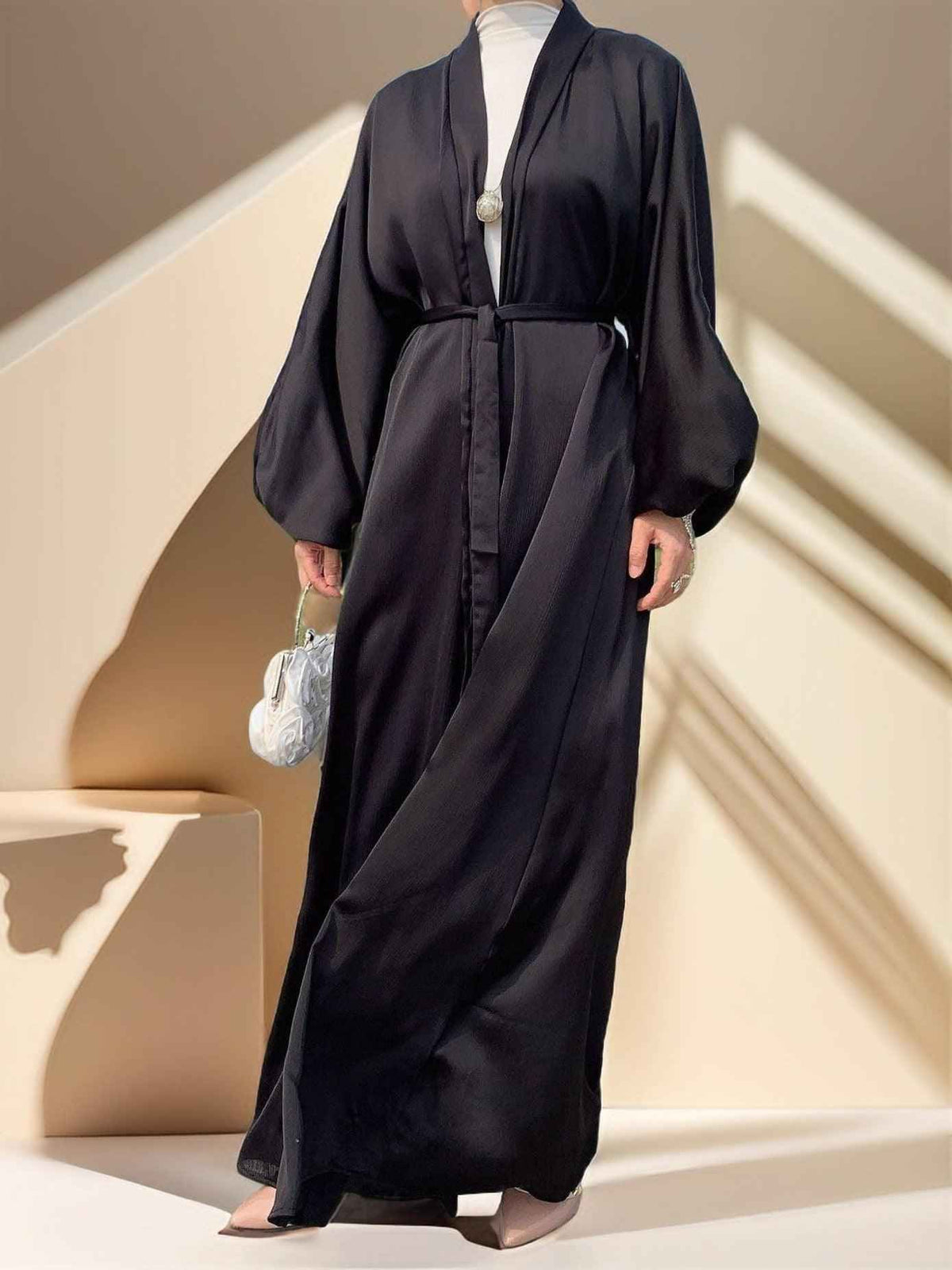 Casual Elegant Women's Belt Style Silky Kimono-Muslim abaya - Try Modest Limited