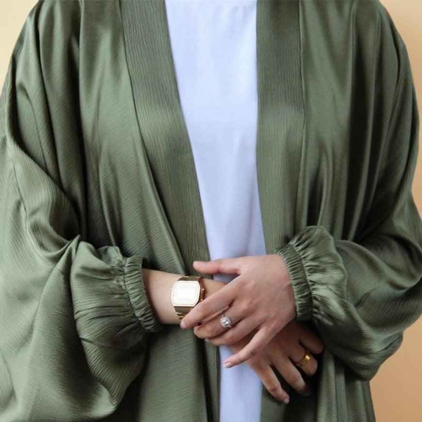 Casual Elegant Women's Belt Style Silky Kimono-Muslim abaya - Try Modest Limited