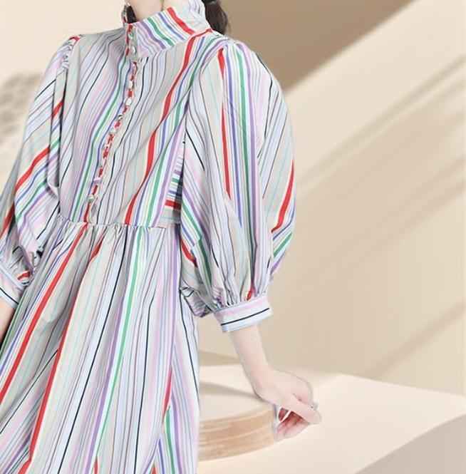 Casual Multicolor Striped Women's dress - Try Modest Limited