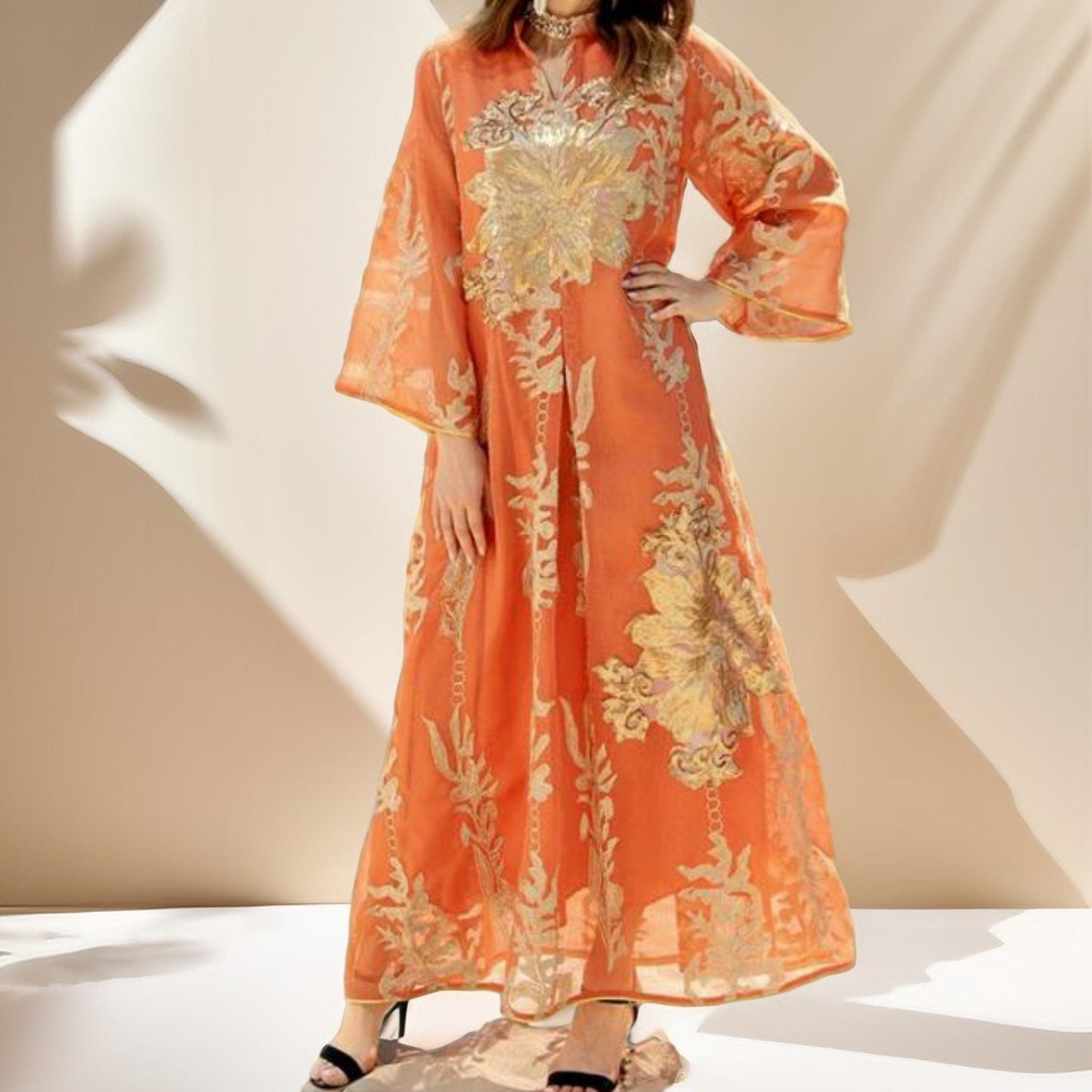 Casual Sequin kaftan embroidered Evening dress - Try Modest Limited 