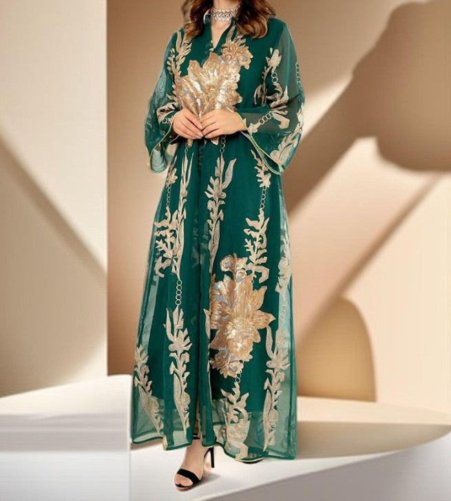 kaftan style evening dresses Dubai Women Modest Muslim Elegant Kaftan Satin Long Dress Evening Gown Prom Cape