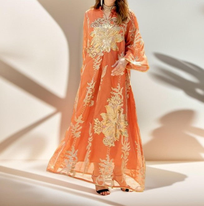 Casual Sequin kaftan embroidered Evening dress - Try Modest Limited 