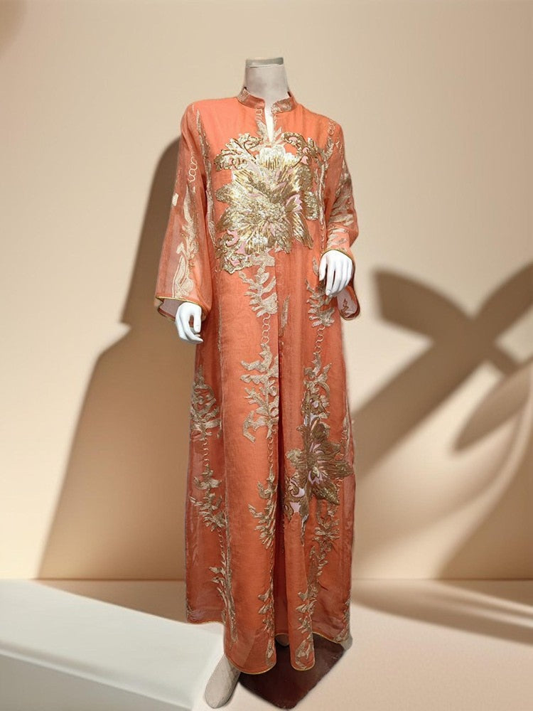 Casual Sequin kaftan embroidered Evening dress - Try Modest Limited