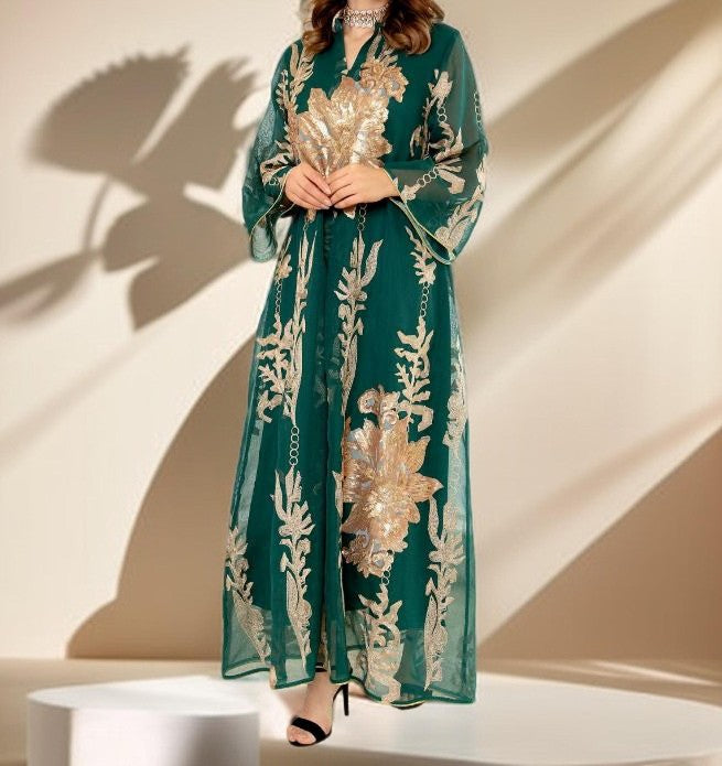 Casual Sequin kaftan embroidered Evening dress - Try Modest Limited 