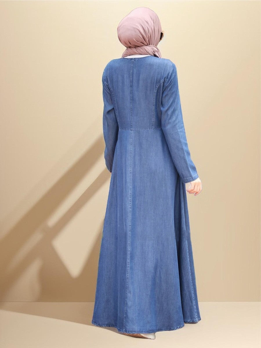 Casual Women's Turkish Style denim abaya dress - Try Modest Limited