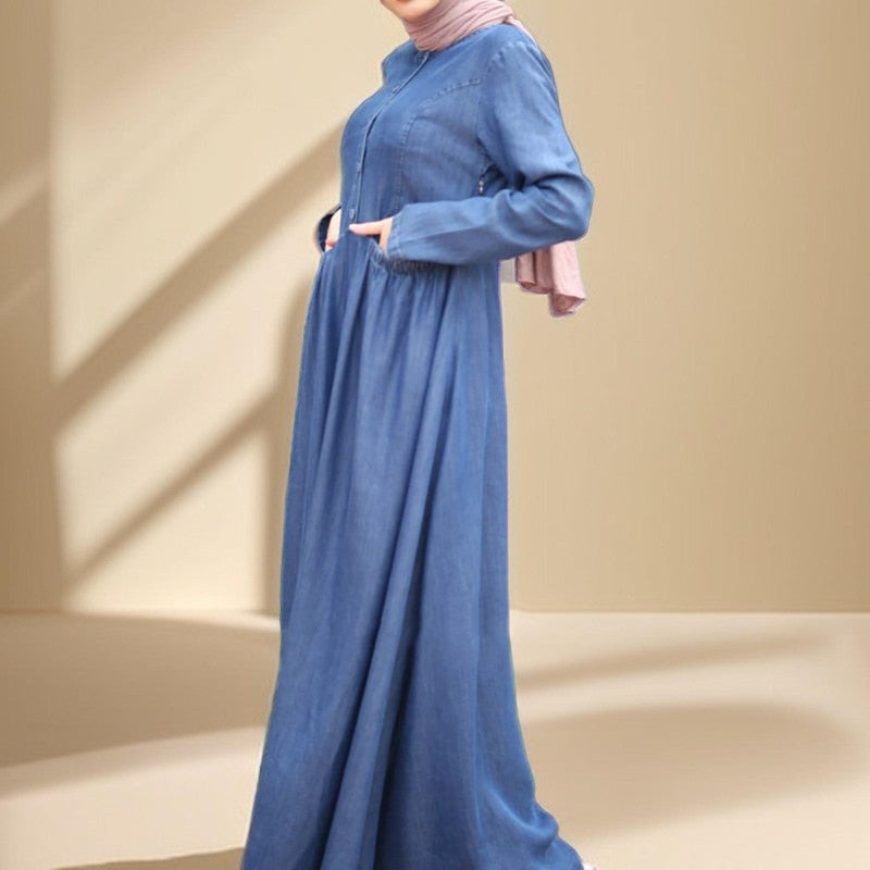 Casual Women's Turkish Style denim abaya dress - Try Modest Limited