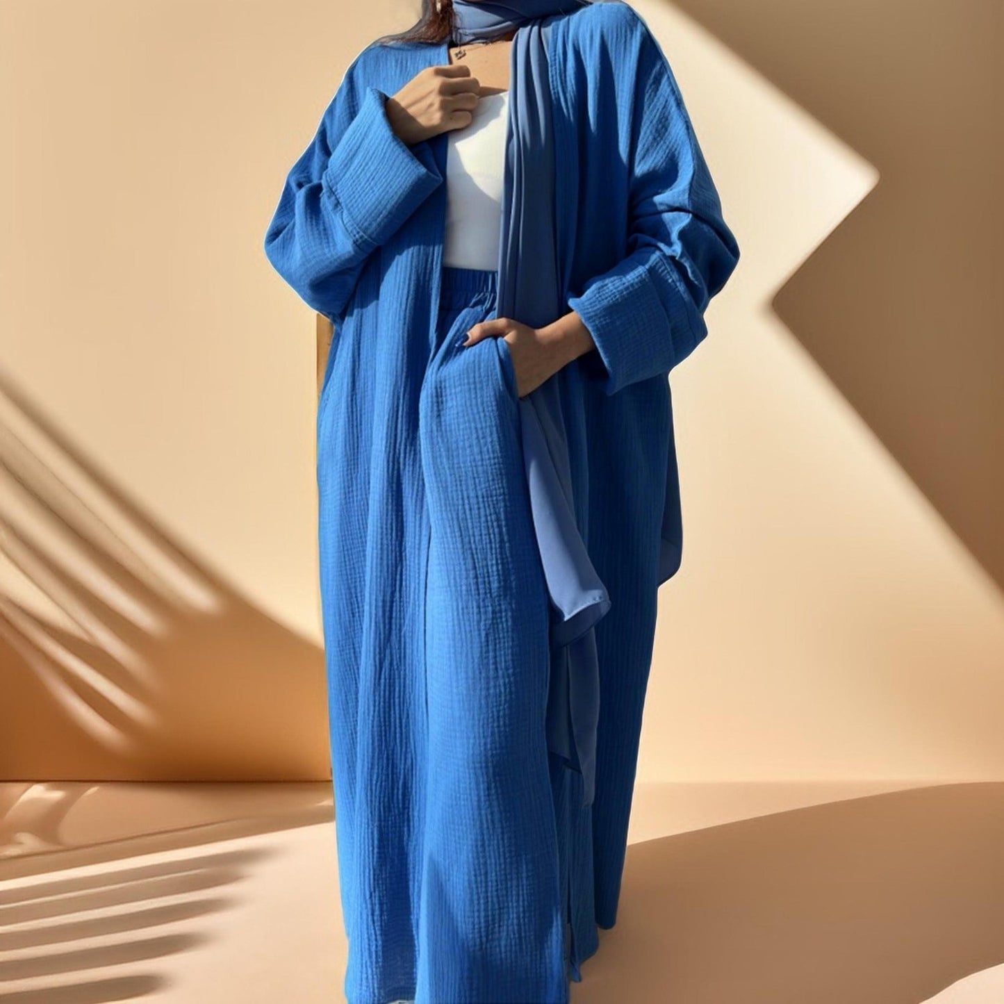 Casual cardigan abaya and Pants Set - Try Modest Limited 