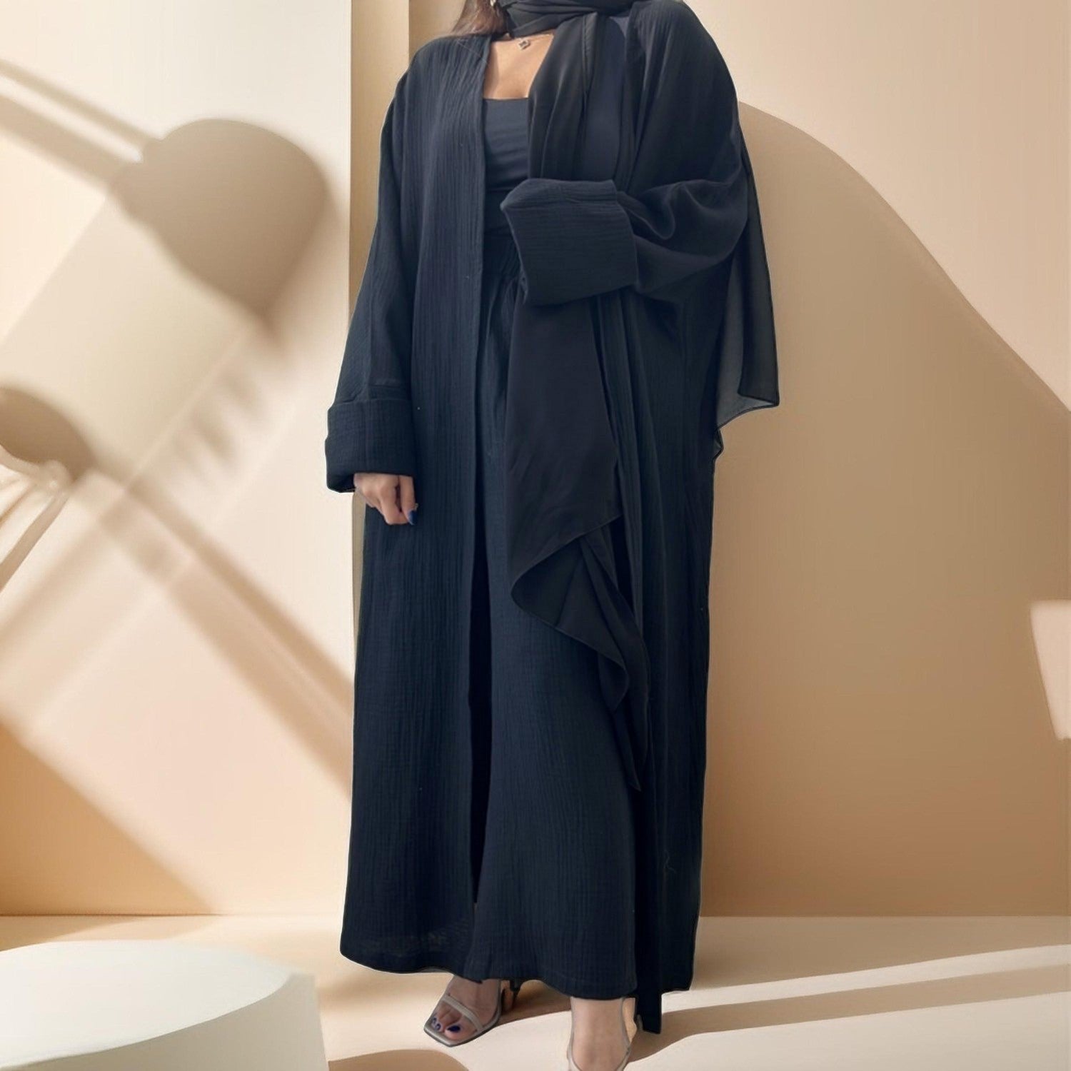 Casual cardigan abaya and Pants Set - Try Modest Limited 