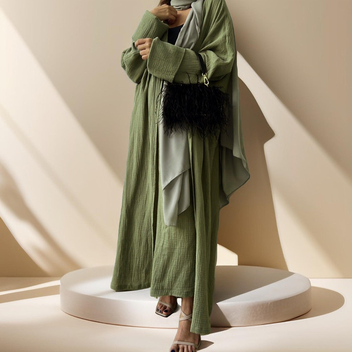 Casual cardigan abaya and Pants Set - Try Modest Limited