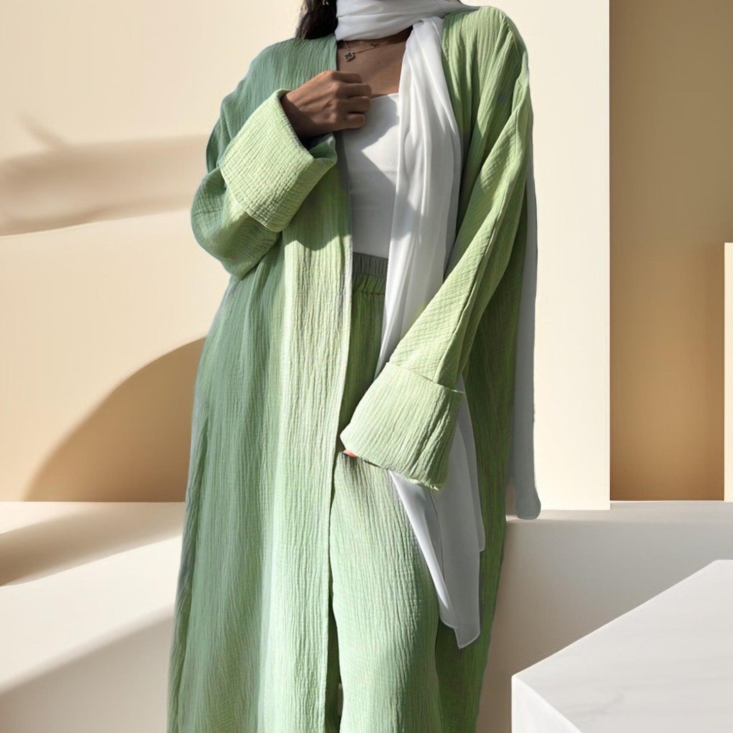 Casual cardigan abaya and Pants Set - Try Modest Limited 