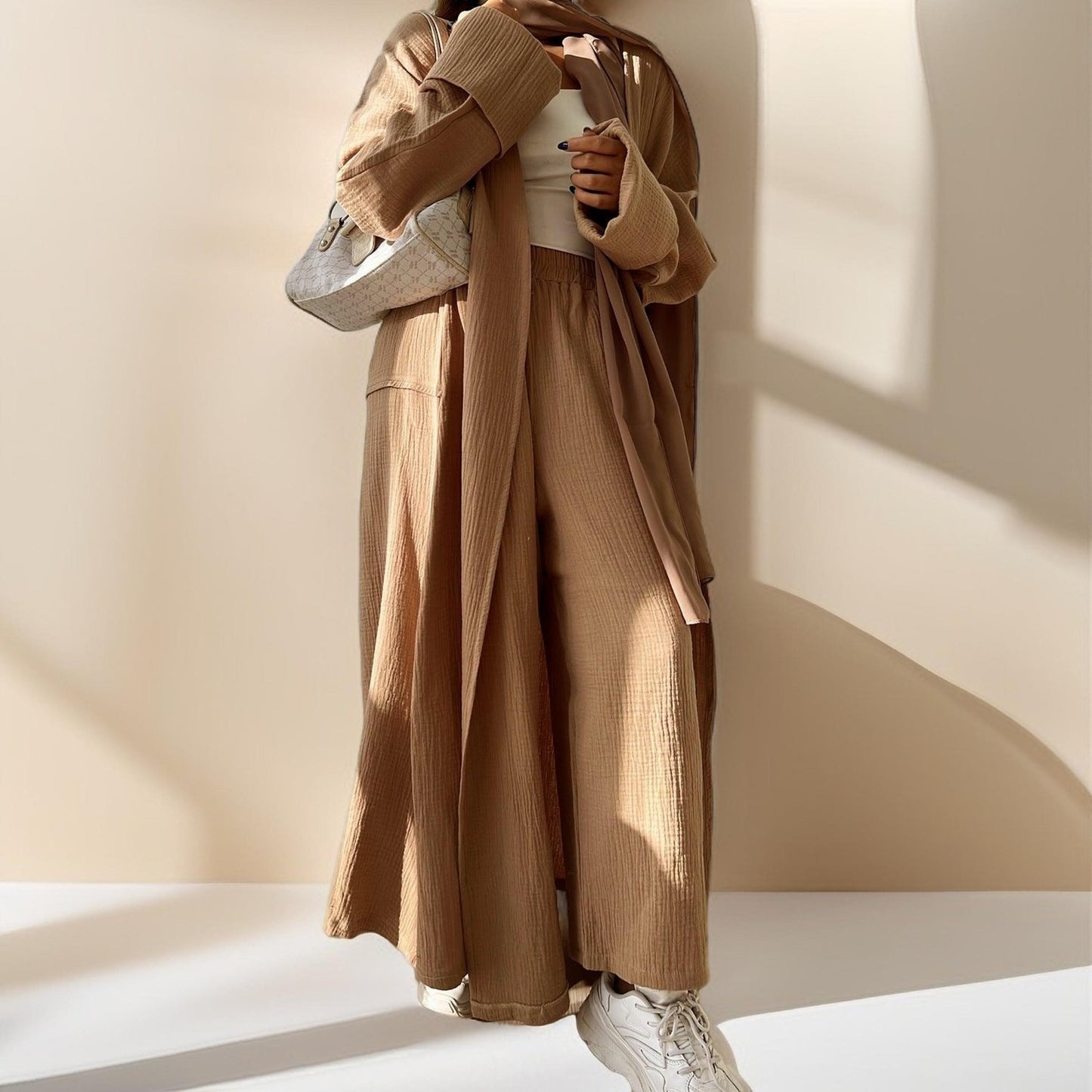 Casual cardigan abaya and Pants Set - Try Modest Limited 