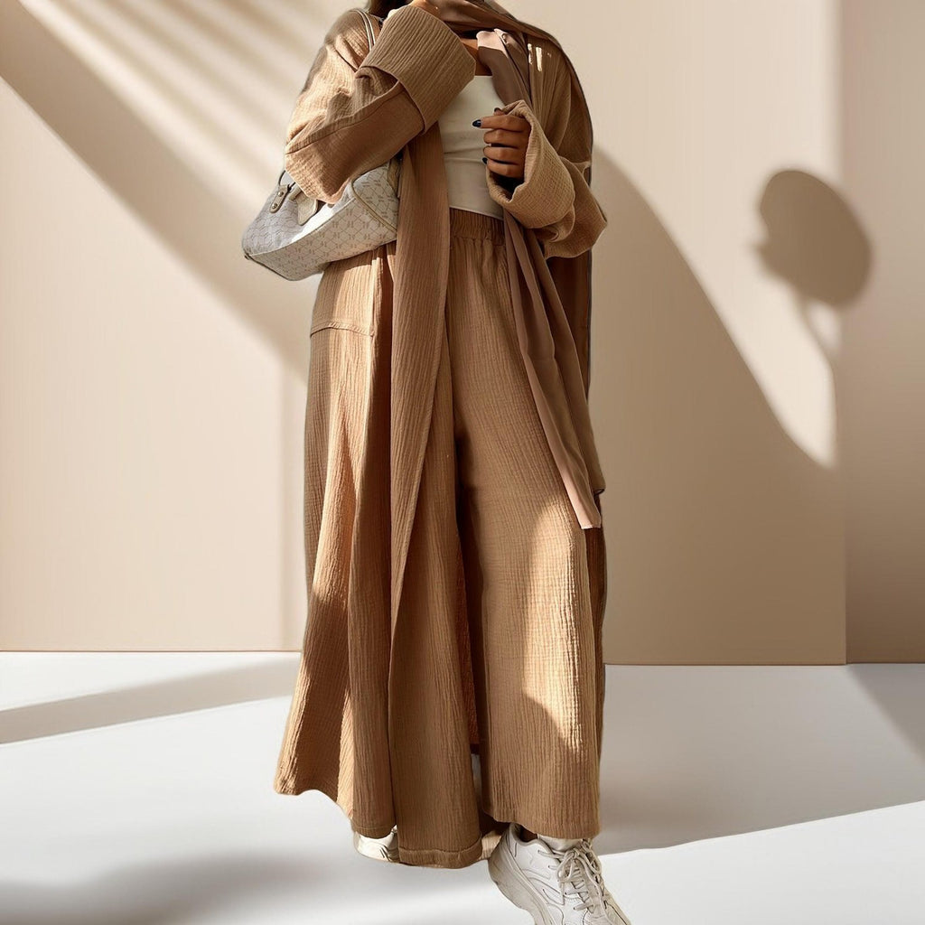 Casual cardigan abaya and Pants Set - Try Modest Limited
