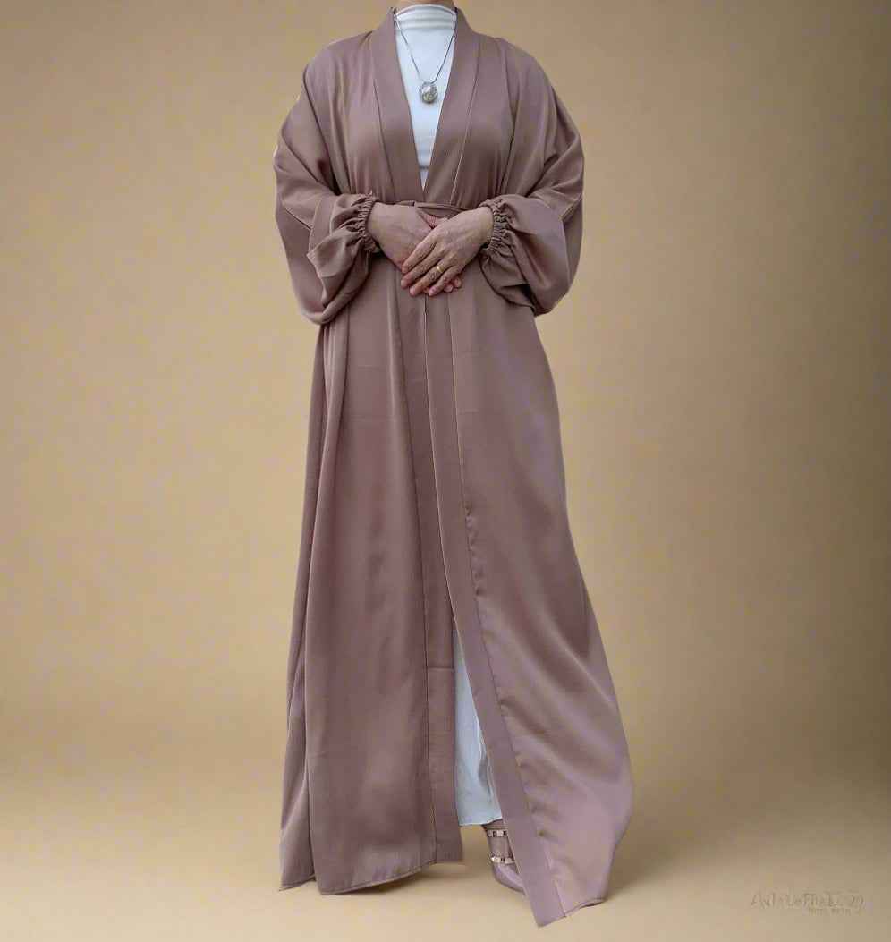Casual Elegant Women's Belt Style Silky Kimono-Muslim abaya - Try Modest Limited